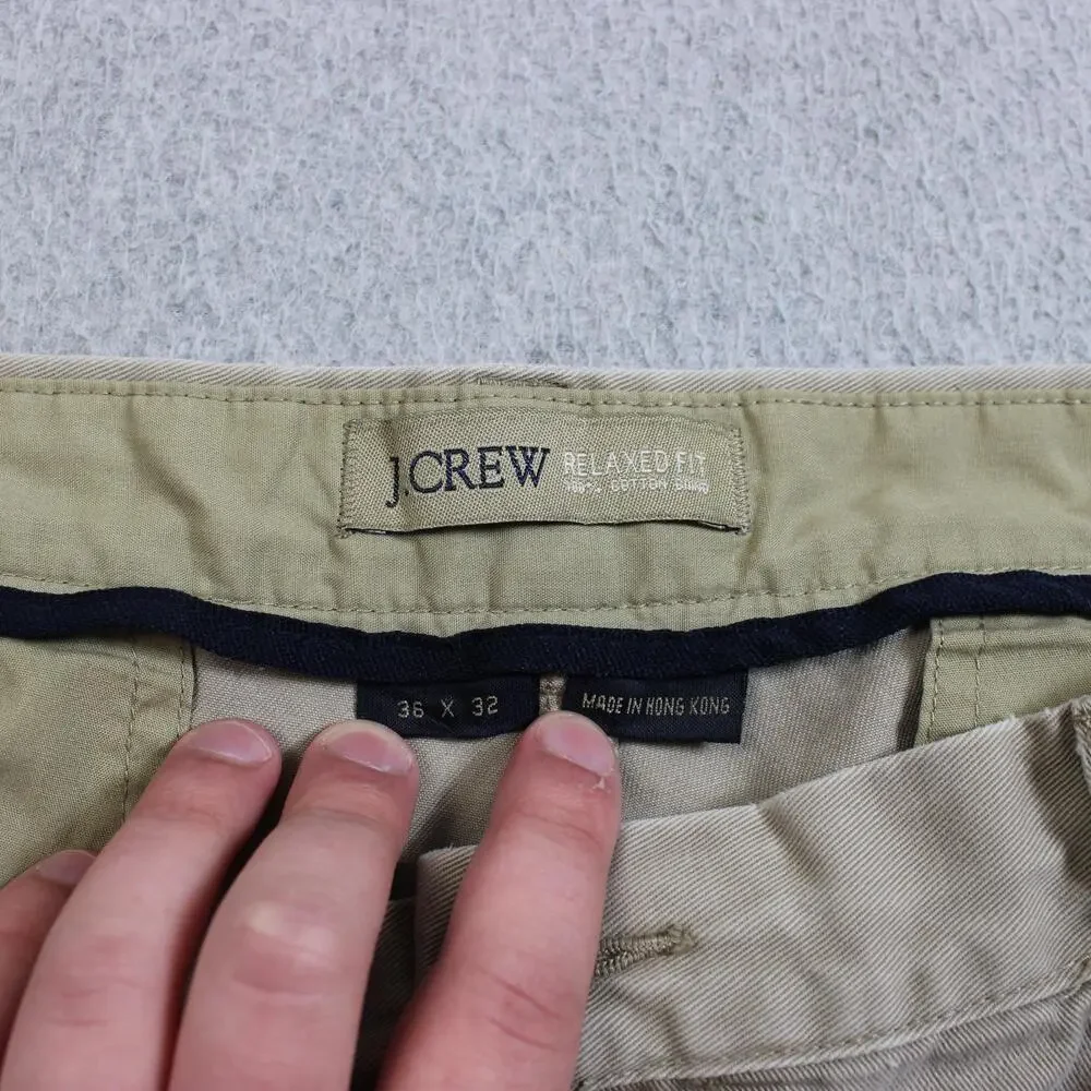 Vintage J Crew Pants Men 36x32 Beige Relaxed Fit Pleat Chino Hong Kong Heritage